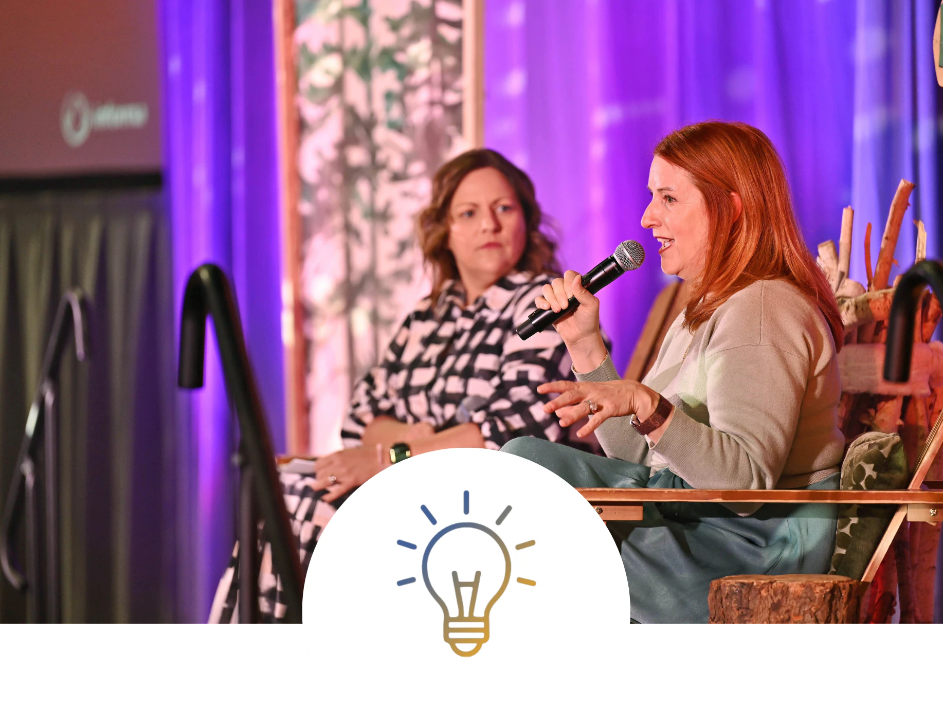 Three speakers on stage at a Connect event.