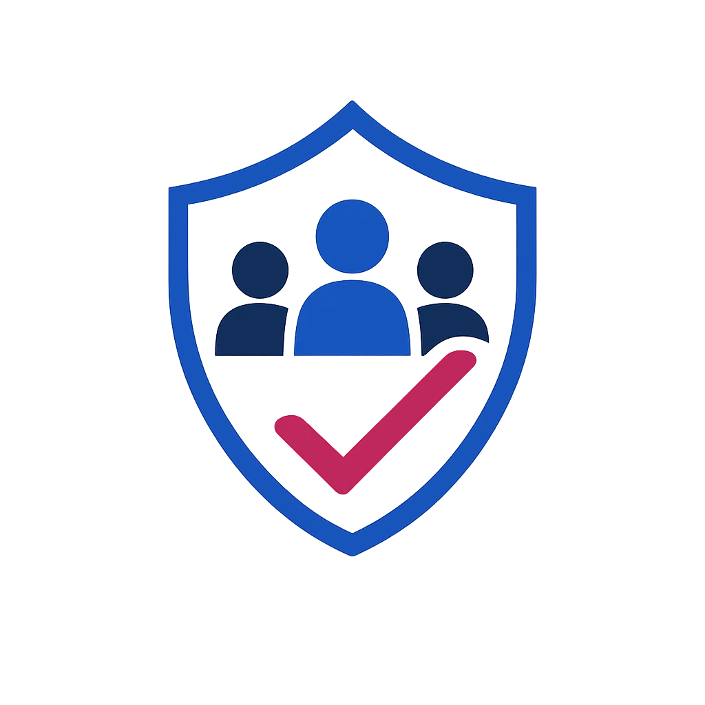Shield containing three people and a checkmark, representing HDI Service & Support World's independent, vendor-neutral approach to education and community.