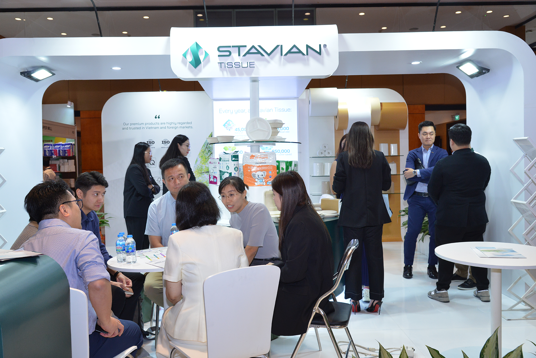 Exhibitor chatting to visitors