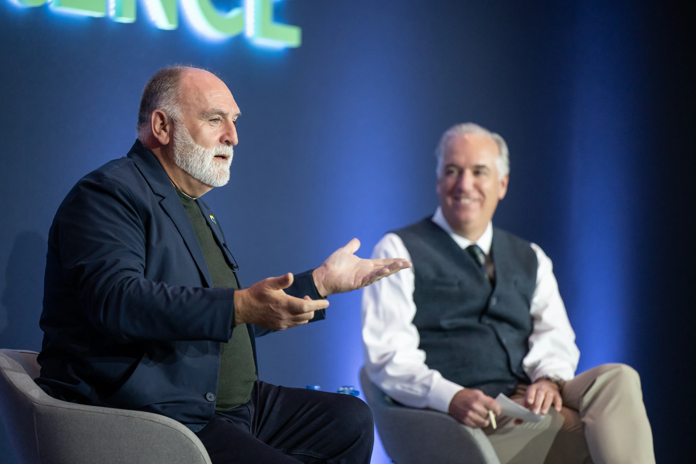 Jose Andres on stage with Chris Keating at GRLC 2025