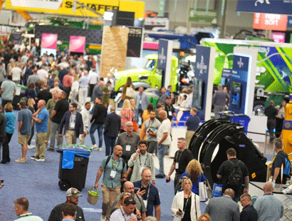 Crowded aisle on the WasteExpo Show Floor