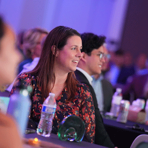 4 WasteExpo Attendees having Conversation during Award Ceremony