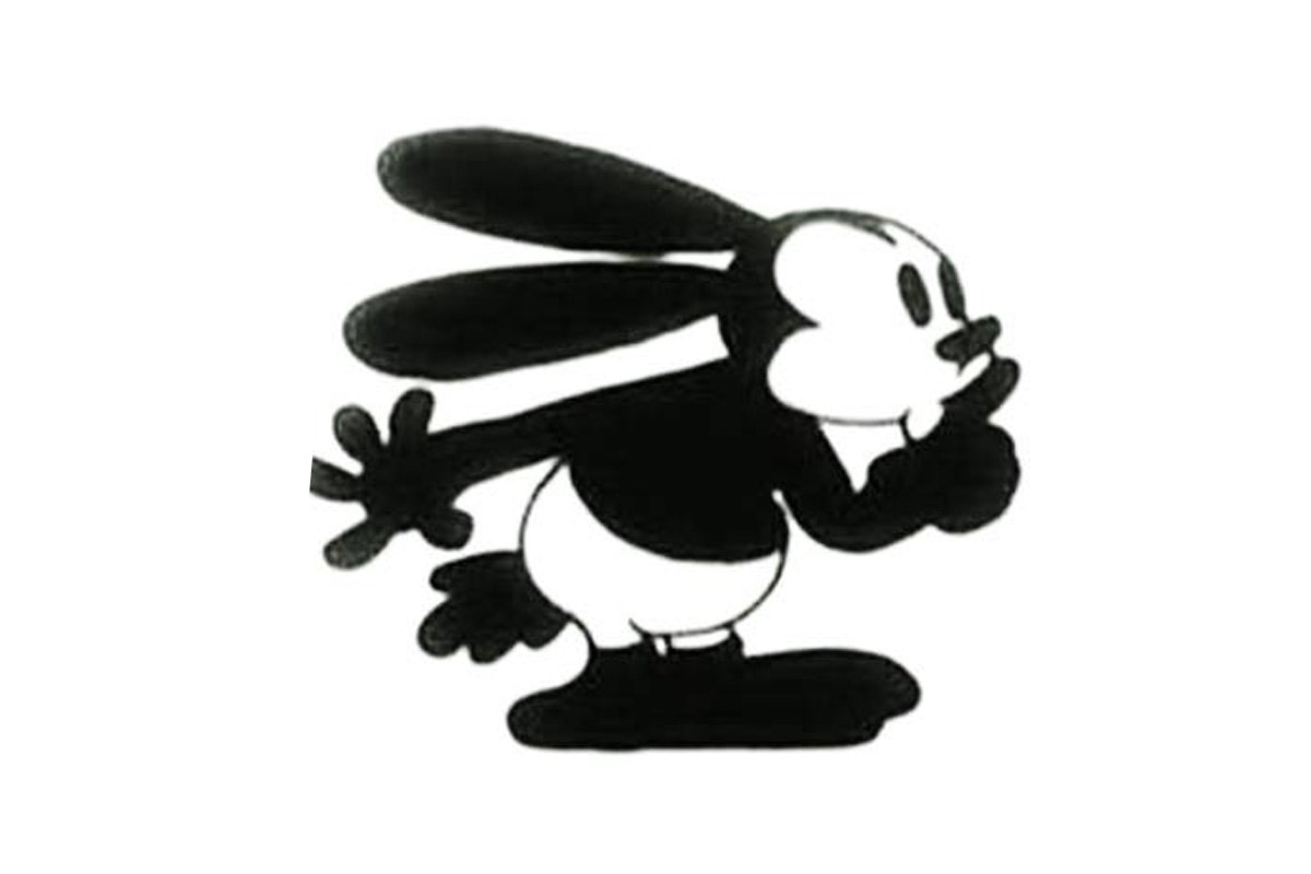 Walt Disney's version of Oswald featuring long black ears, pants and black fur