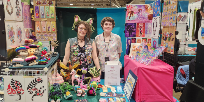 One of our incredible vendors posting with this work. From printed art and stickers, to hand crocheted creatures and pals