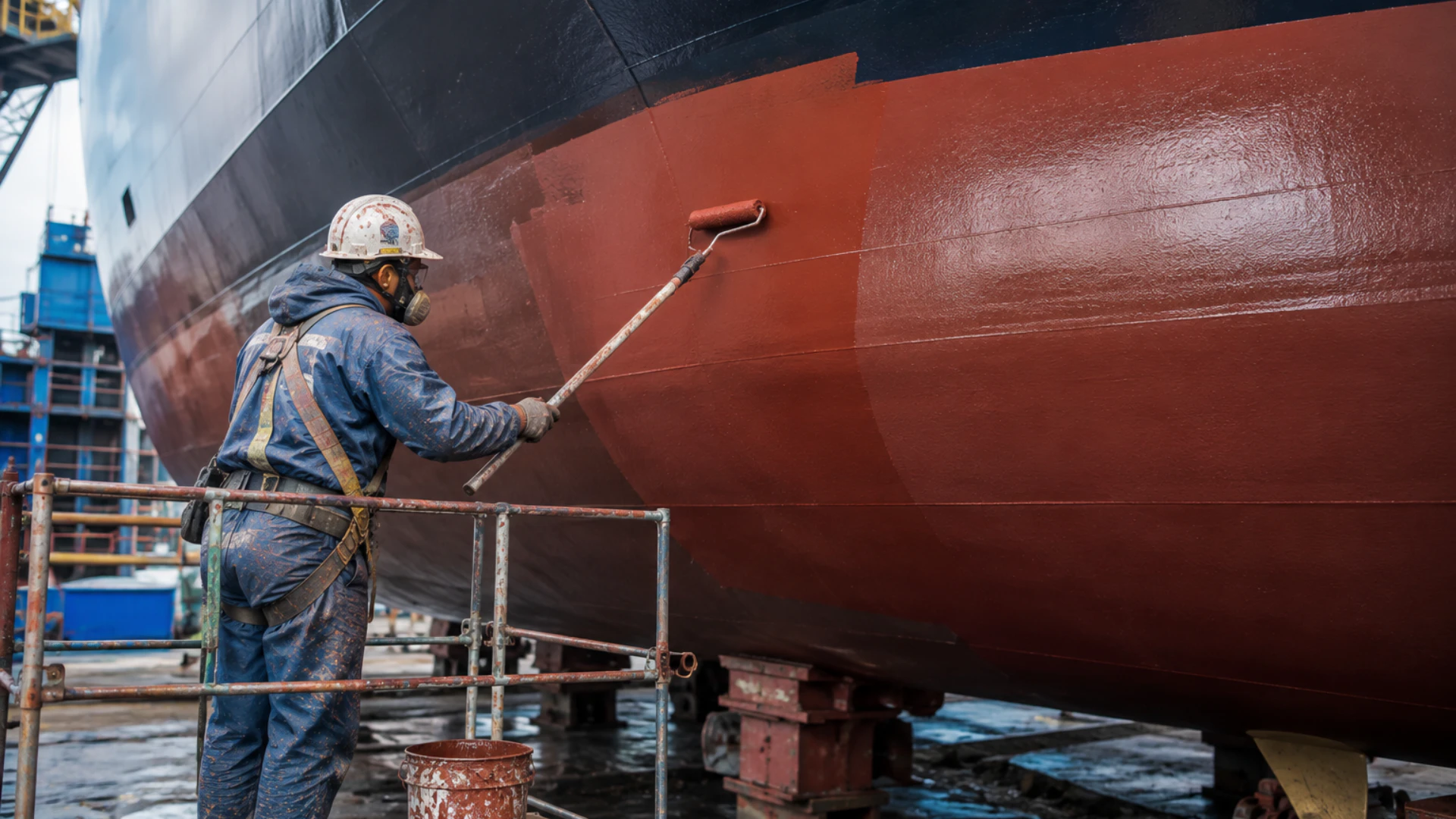 Ship bow at sea with a clean hull, sailing in open water