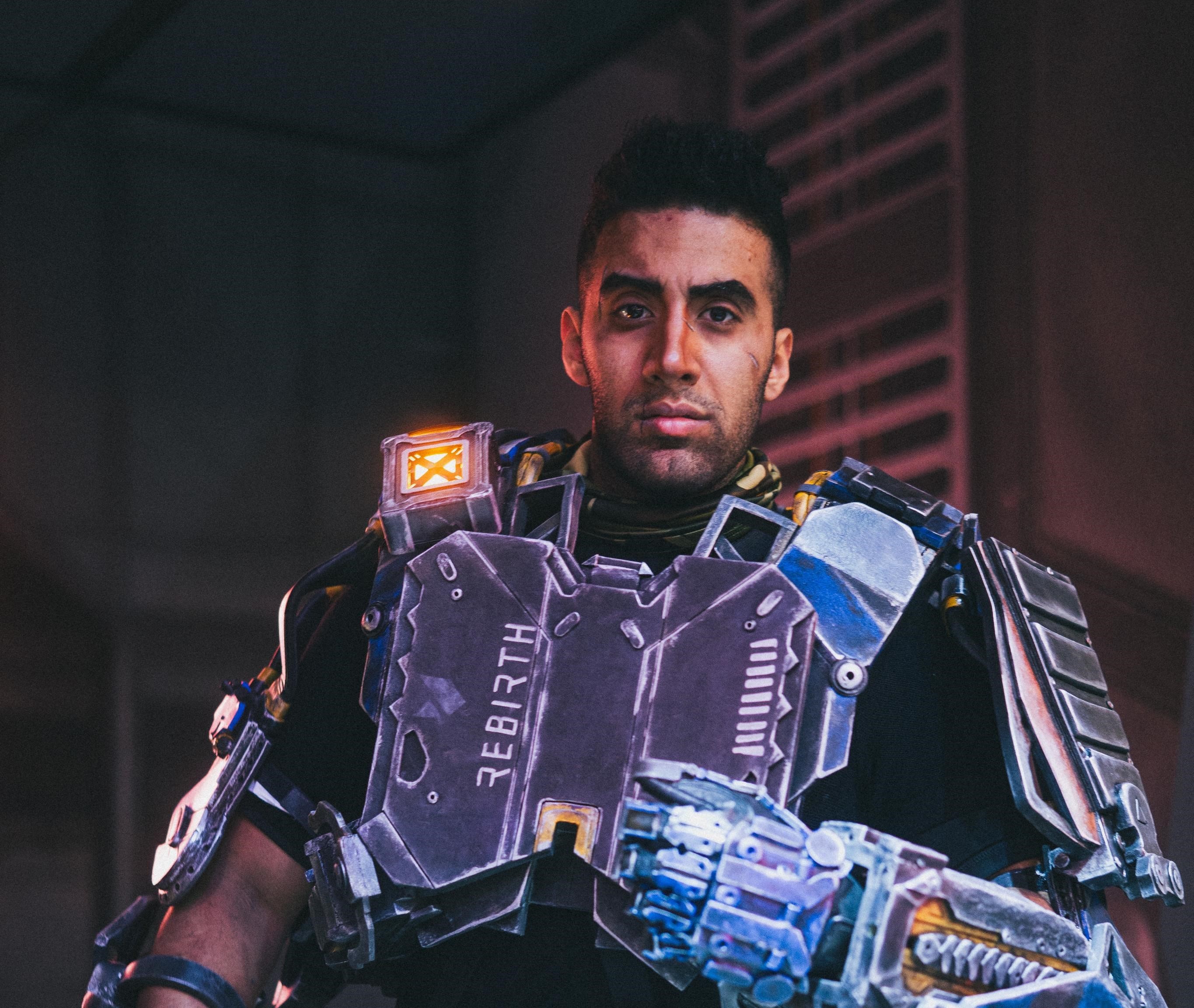 Majed Cosplay in a detailed sci-fi armour costume, serving as a judge at MEFCC 2025.