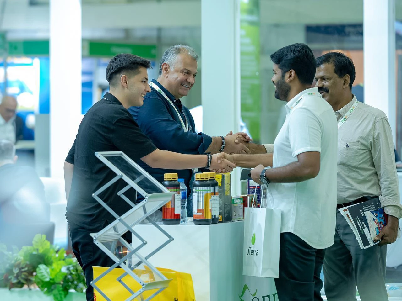 Agriculture professionals networking at the Growtech Middle East agricultural trade show in Dubai