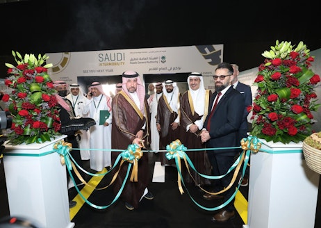 Ribbon-cutting ceremony at Saudi Intermobility Expo 2024 in Riyadh marking the official opening of the event.