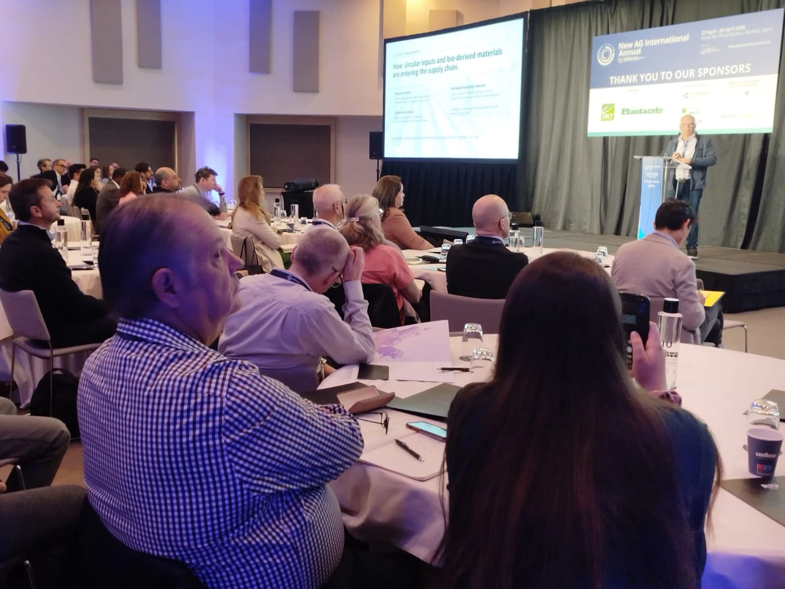 An industry expert presents at the New Ag International Annual, covering BioAg technologies and market opportunities in Europe