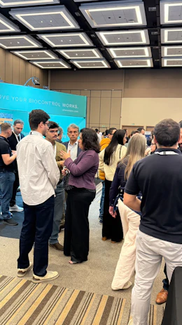 People networking in the exhibition area at Biocontrol & Biostimulants LATAM