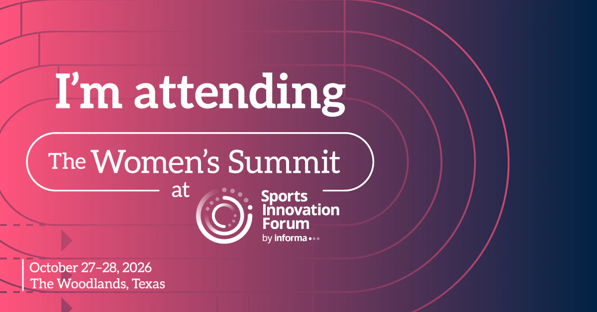 "I'm attending" shareable LinkedIn graphic promoting The Women's Summit at Sports Innovation Forum