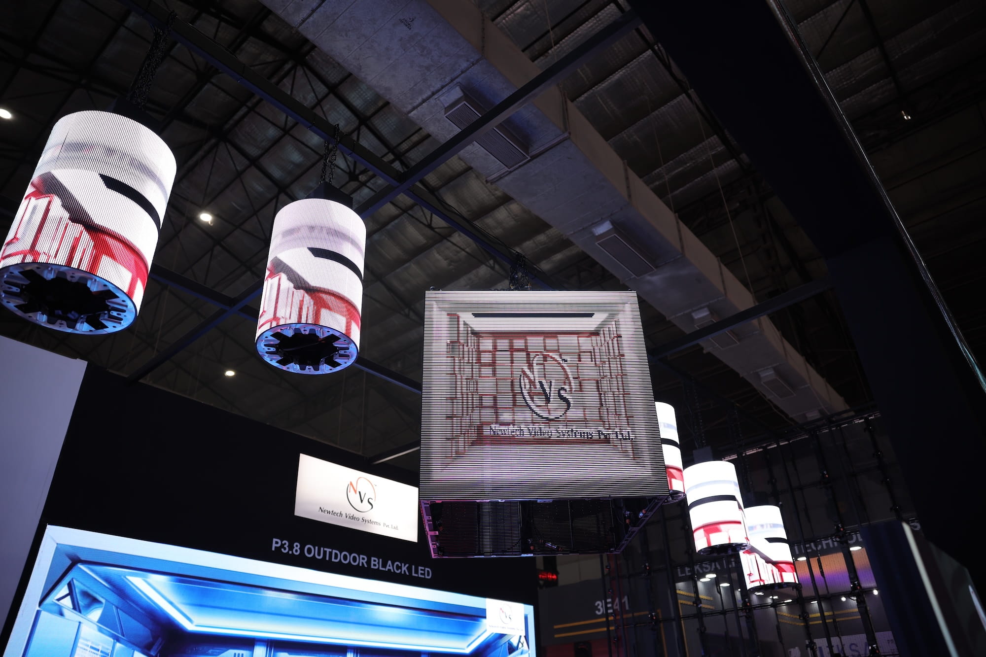 LED display booth for Neutrik Valley Systems at a technology exhibition.