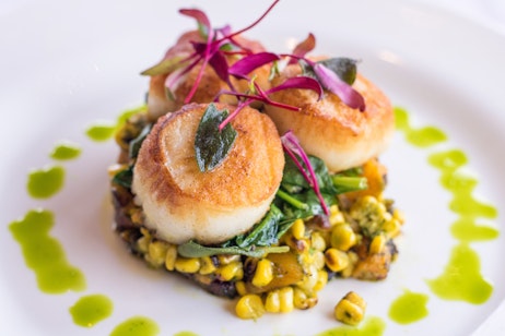 scallops plate with corn