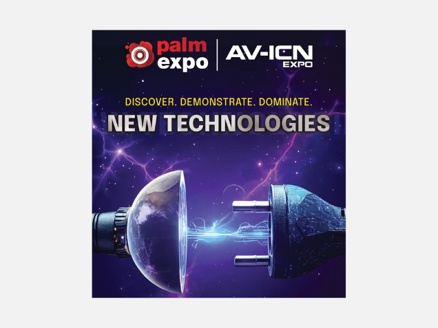 PALM Expo and AV-ICN Expo promotional poster showcasing new technology innovations.