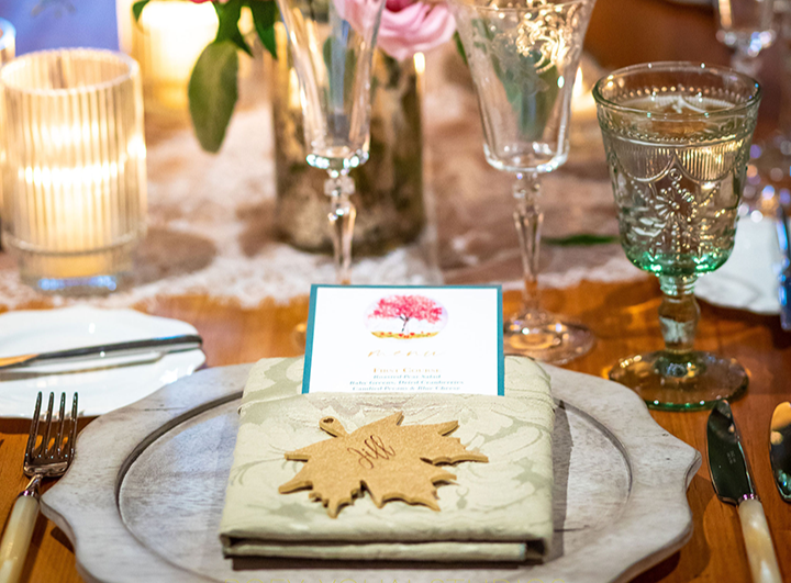 table setup with maple leaf cookie