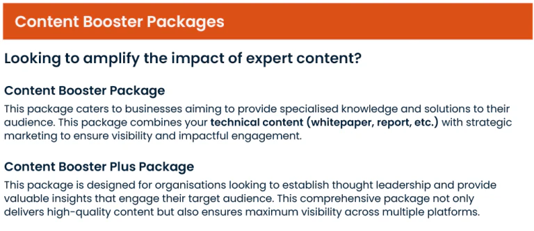 Content booster packages