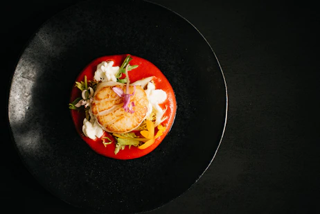 black plate with fish