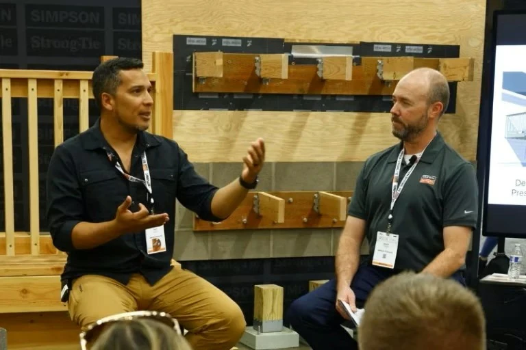 Tony McKlem teaching a show floor training session at Deck Expo