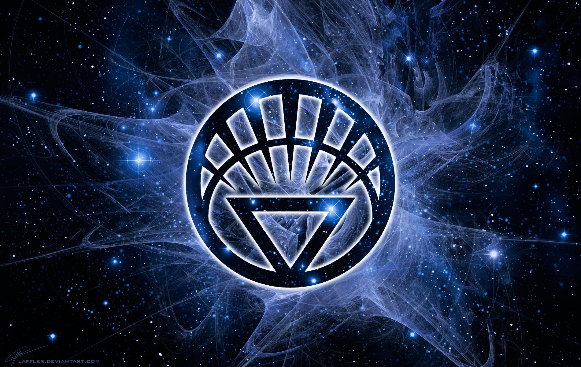 The Green Lantern logo featuring the Blue Lantern