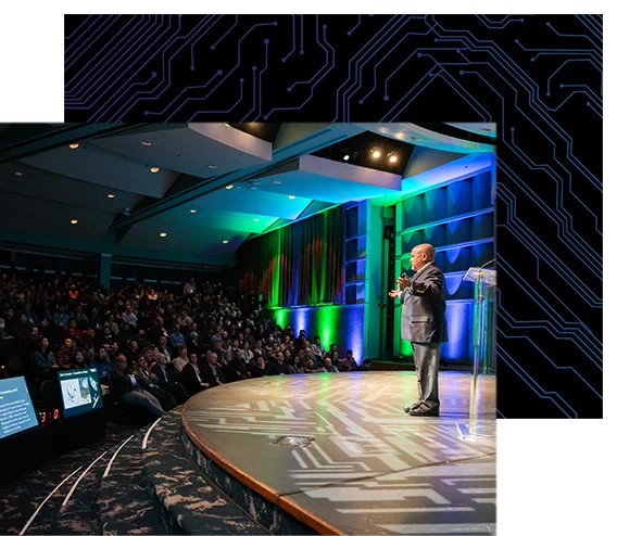 Keynote speaker addresses a packed audience of attendees at DesignCon