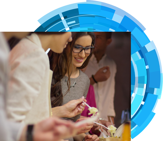 Guests enjoying food at buffet