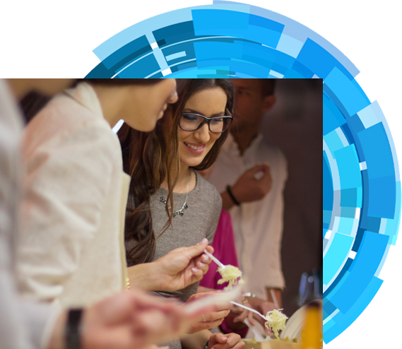 Guests enjoying food at buffet