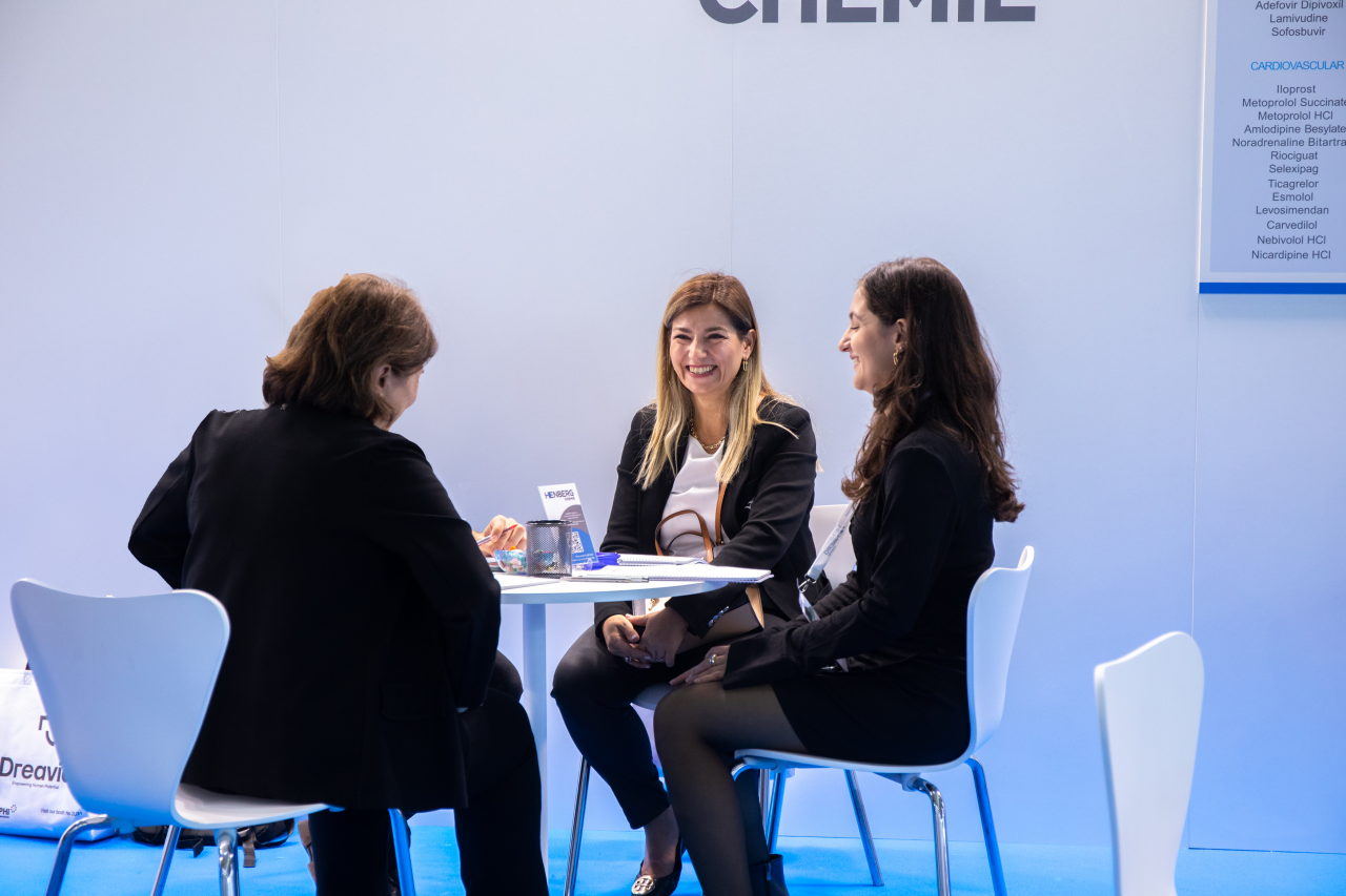 Female professional at CPHI event