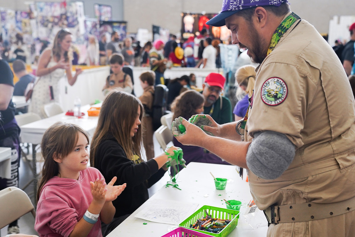 a group of fans learn how to make slime