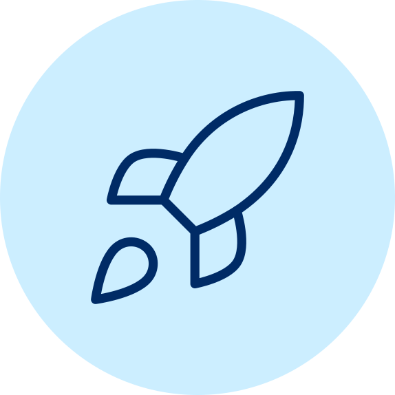 Rocket icon illustrating finding fast and tailored AV solutions at PALM Expo.