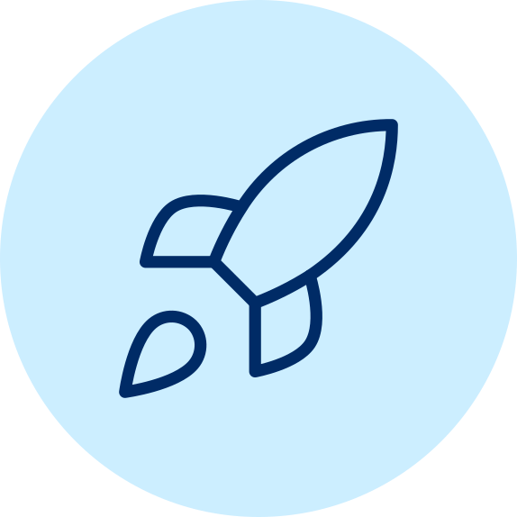 Rocket icon illustrating finding fast and tailored AV solutions at PALM Expo.