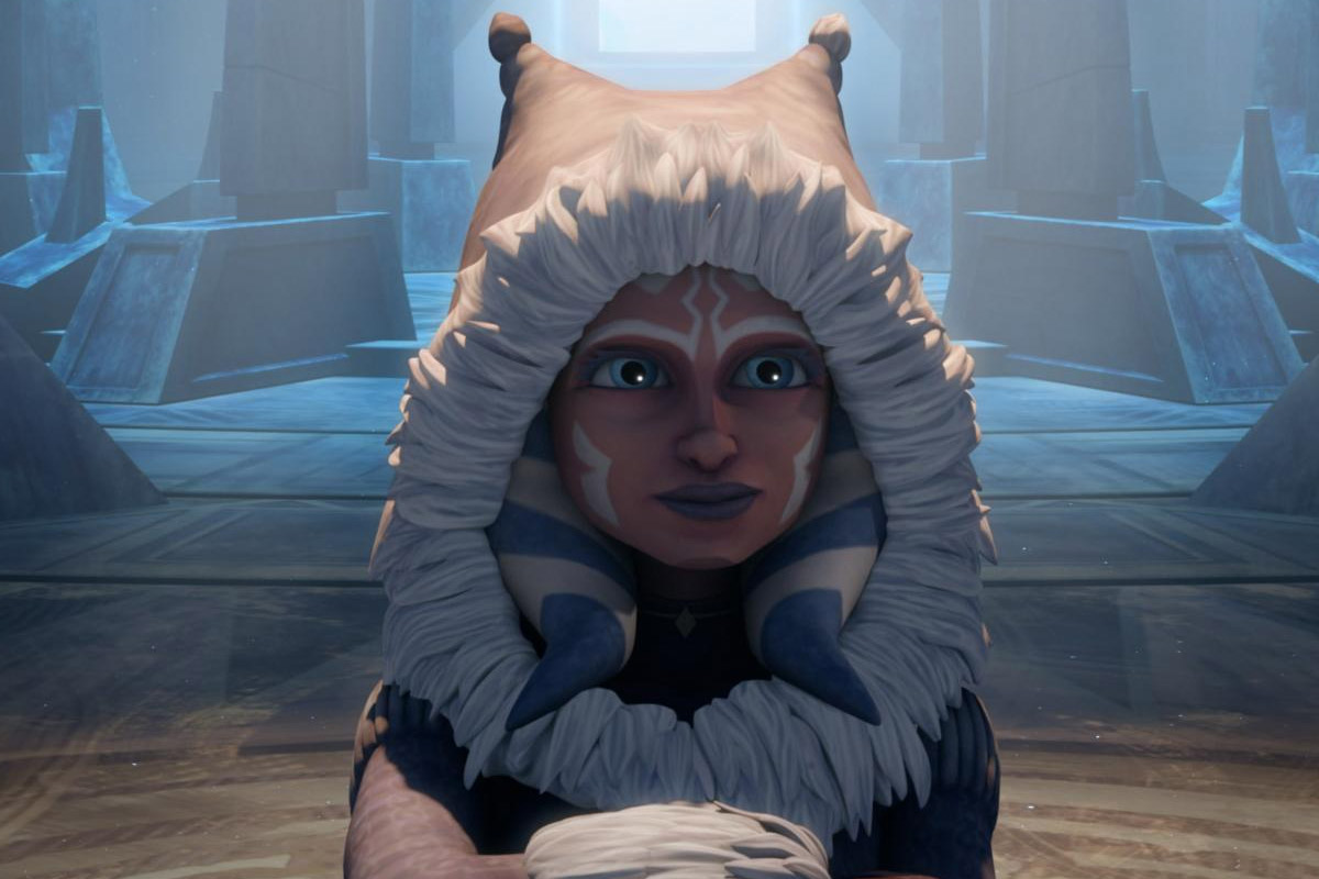 Ahsoka Tano in a jacket smiles