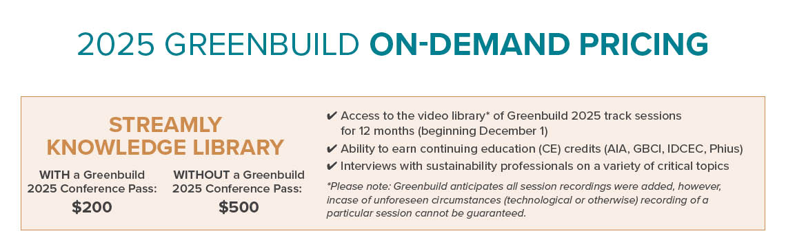 2025 Greenbuild Pricing