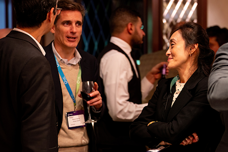 Delegates networking at evening reception during World Ethanol & Biofuels 2025, connecting producers and industry leaders.
