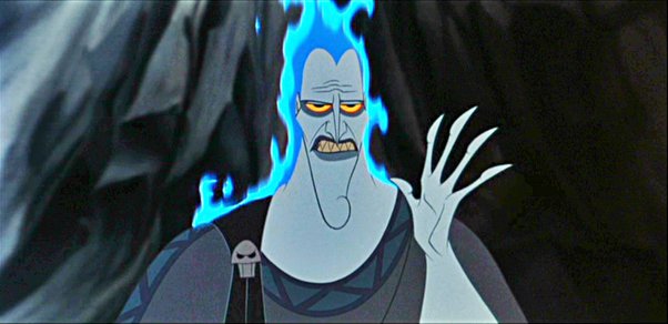 Hades from Disney's Hercules looking upset with a blue glow