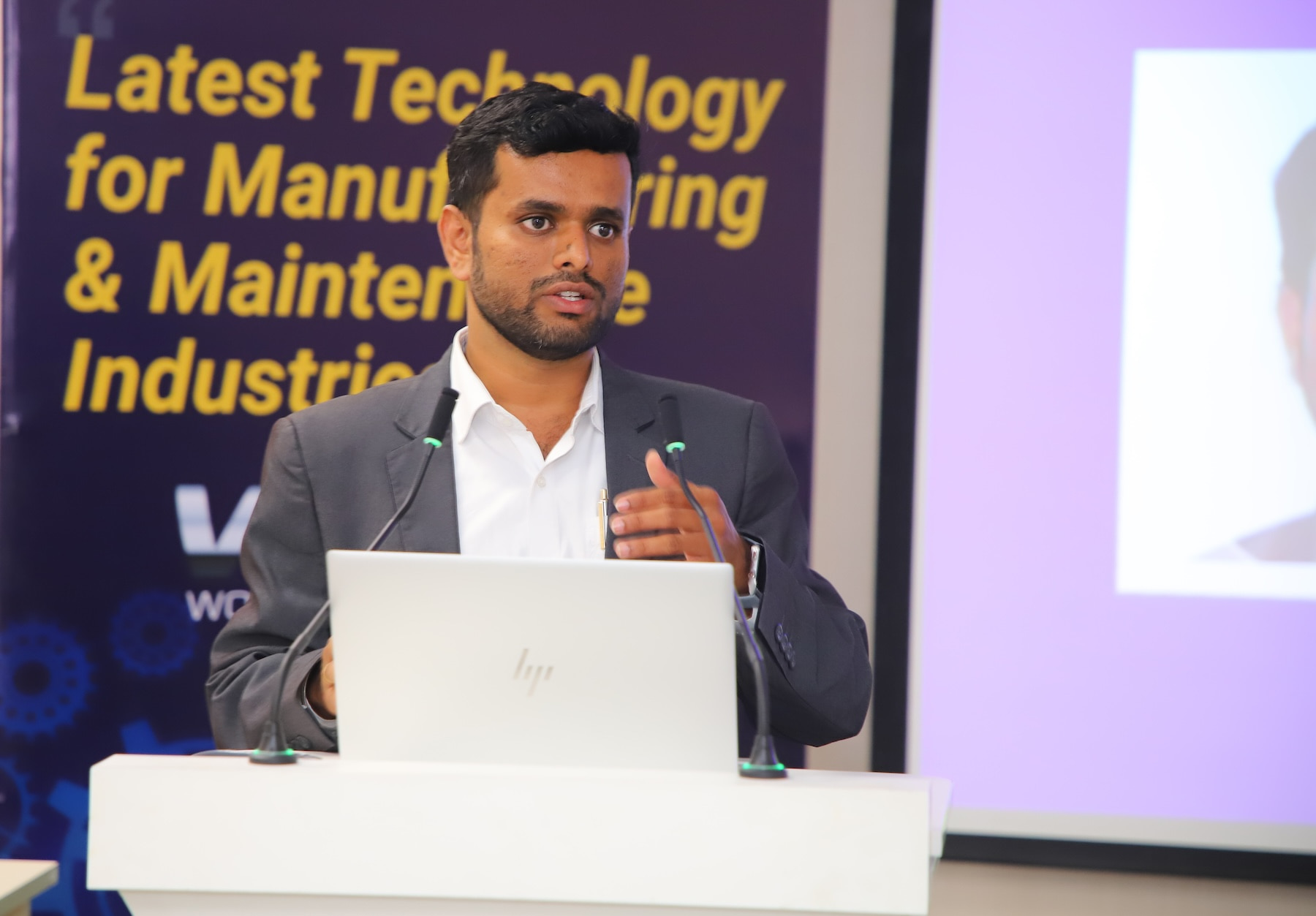 Speaker addresses a networking meet at Tools & Equipment Expo, sharing manufacturing insights