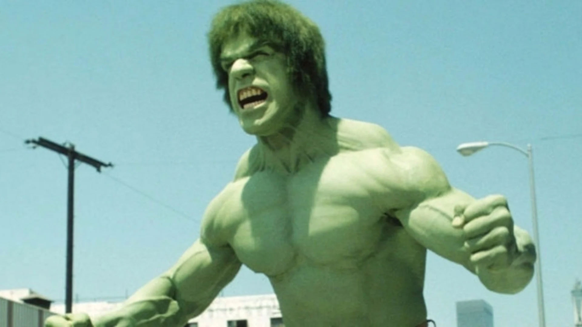 Lou Ferrigno in character as the hulk