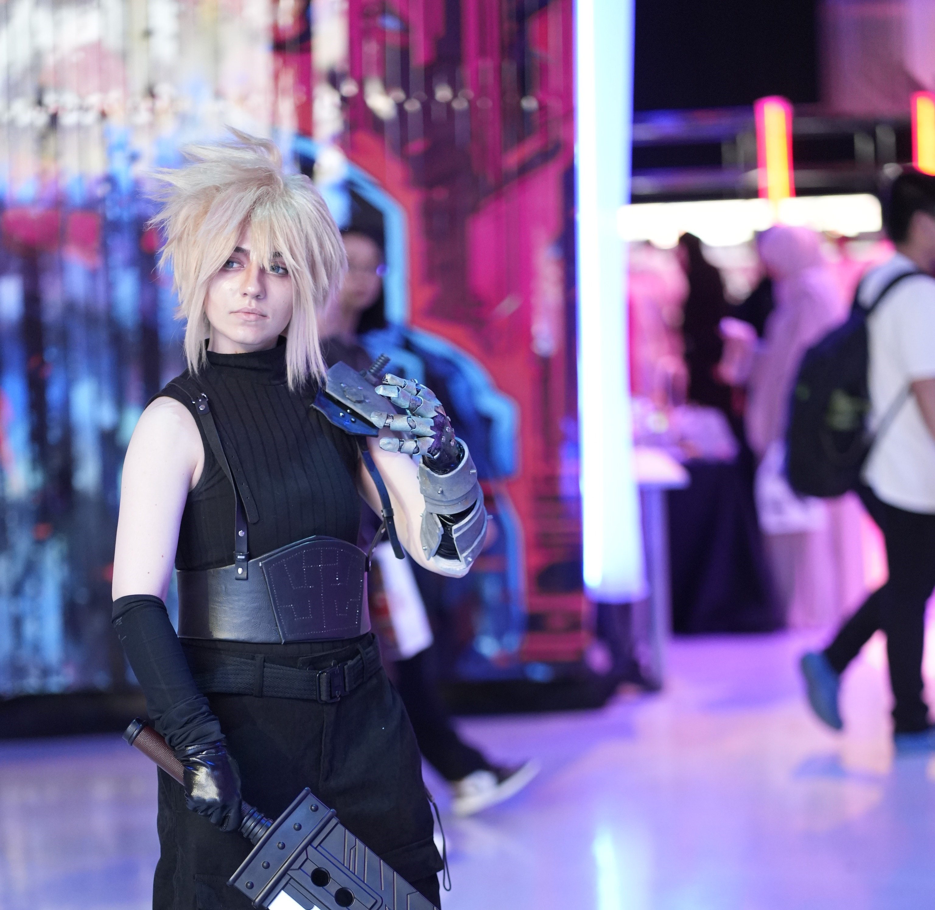 Mars Cosplay in a battle-ready costume, judging the cosplay competition at MEFCC 2025.