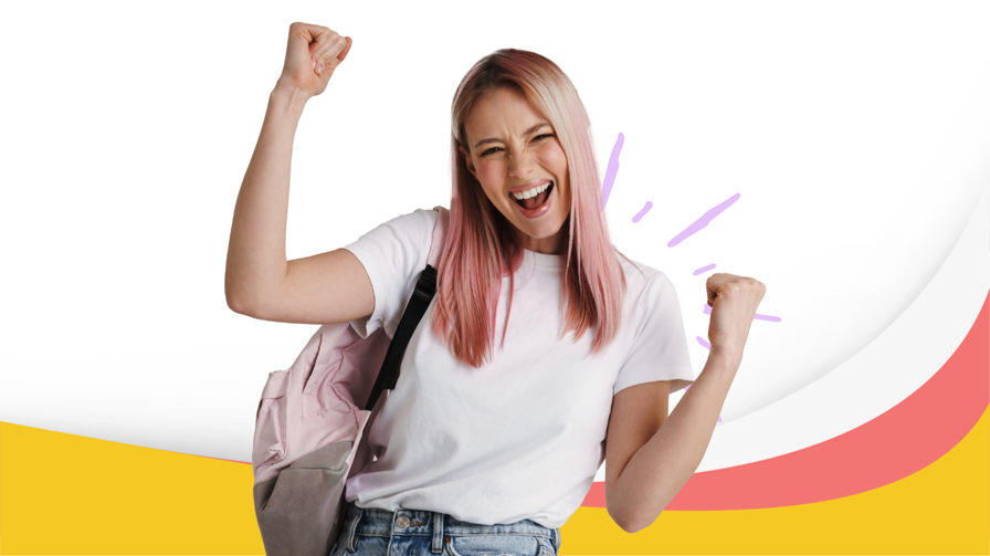 Student celebrating at Najah Dubai 2026, Dubai World Trade Centre, exploring universities, scholarships, and study abroad opportunities.