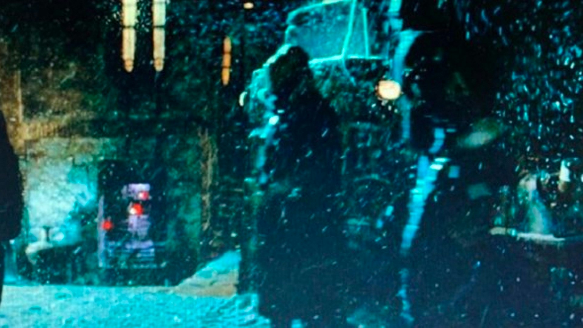 Snowy image from Star Wars: Rise of Skywalker where Kevin Smith is a hooded figure in the background