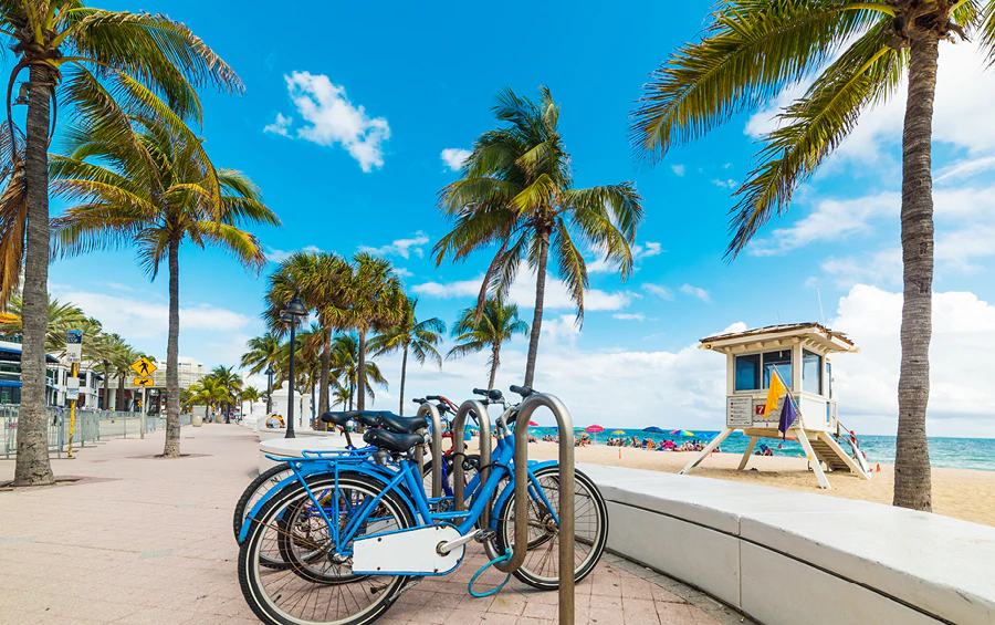 bicycles on beach in Miami