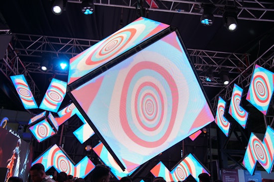 LED cubes and display screens showcased at the trade fair