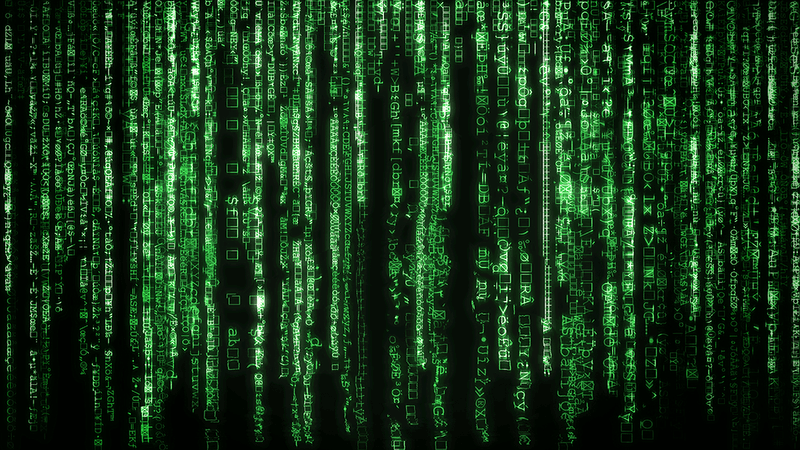 Green code from The Matrix on a black background