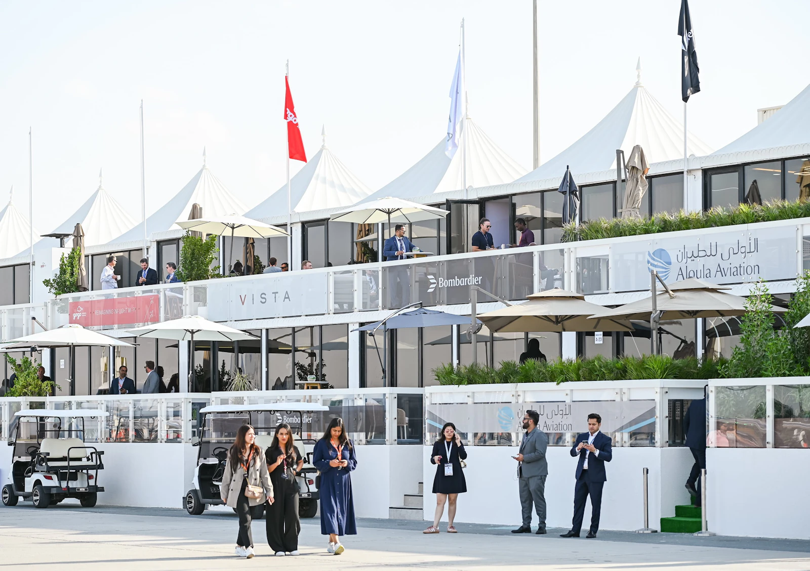Chalets beside the static display