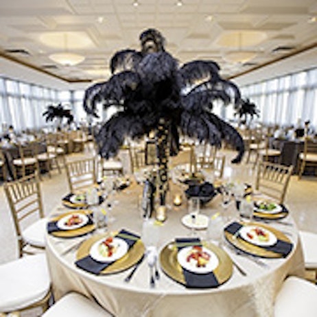 white and black decorated tables