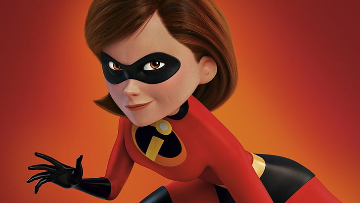 Helen Parr (Elastigirl) from The Incredibles on a red background