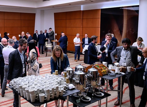 Network with senior attendees in breakout area
