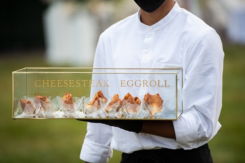 eggrolls served in a glass box