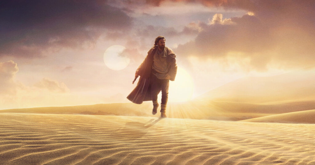Obi-Wan from Obi-Wan Kenobi walking through the Tatooine desert