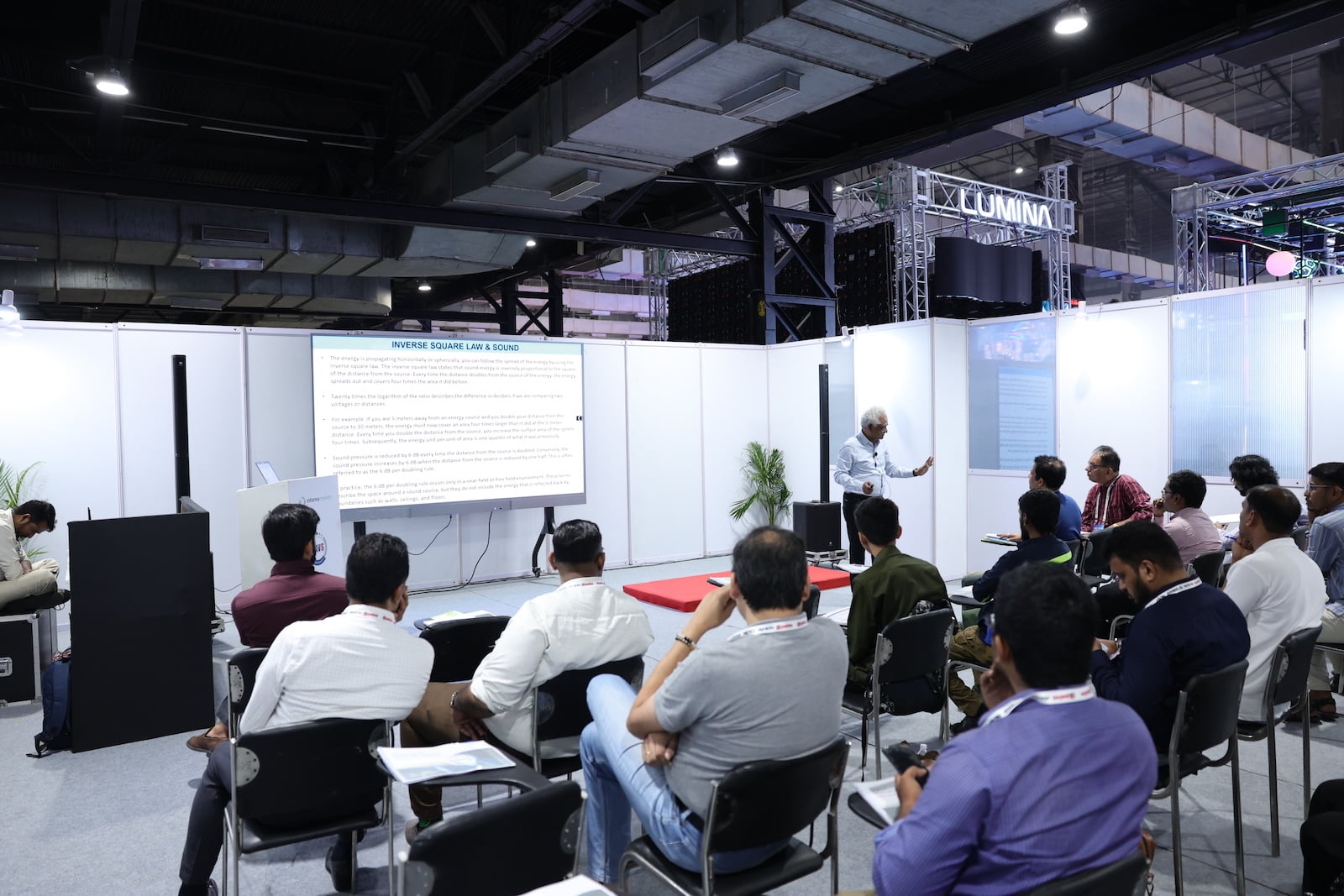 Classroom-style AV certification training session with attendees taking notes at PALM Expo