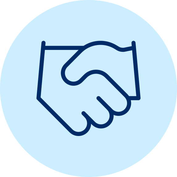 Handshake icon representing valuable industry networking and partnerships at PALM Expo.